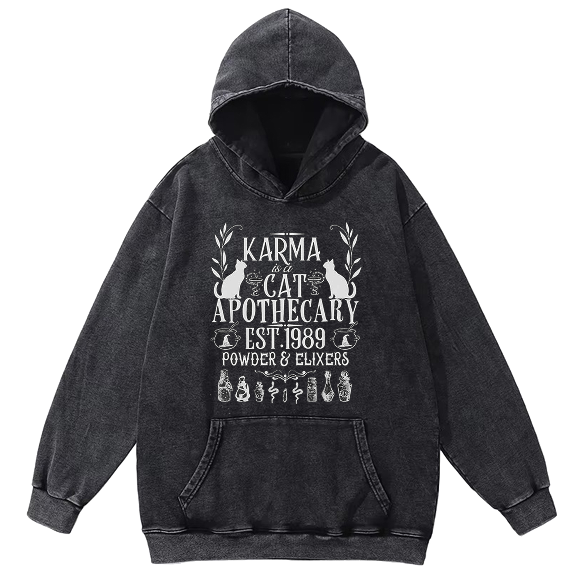 Karma Is A Cat Apothecary Washed Hoodie