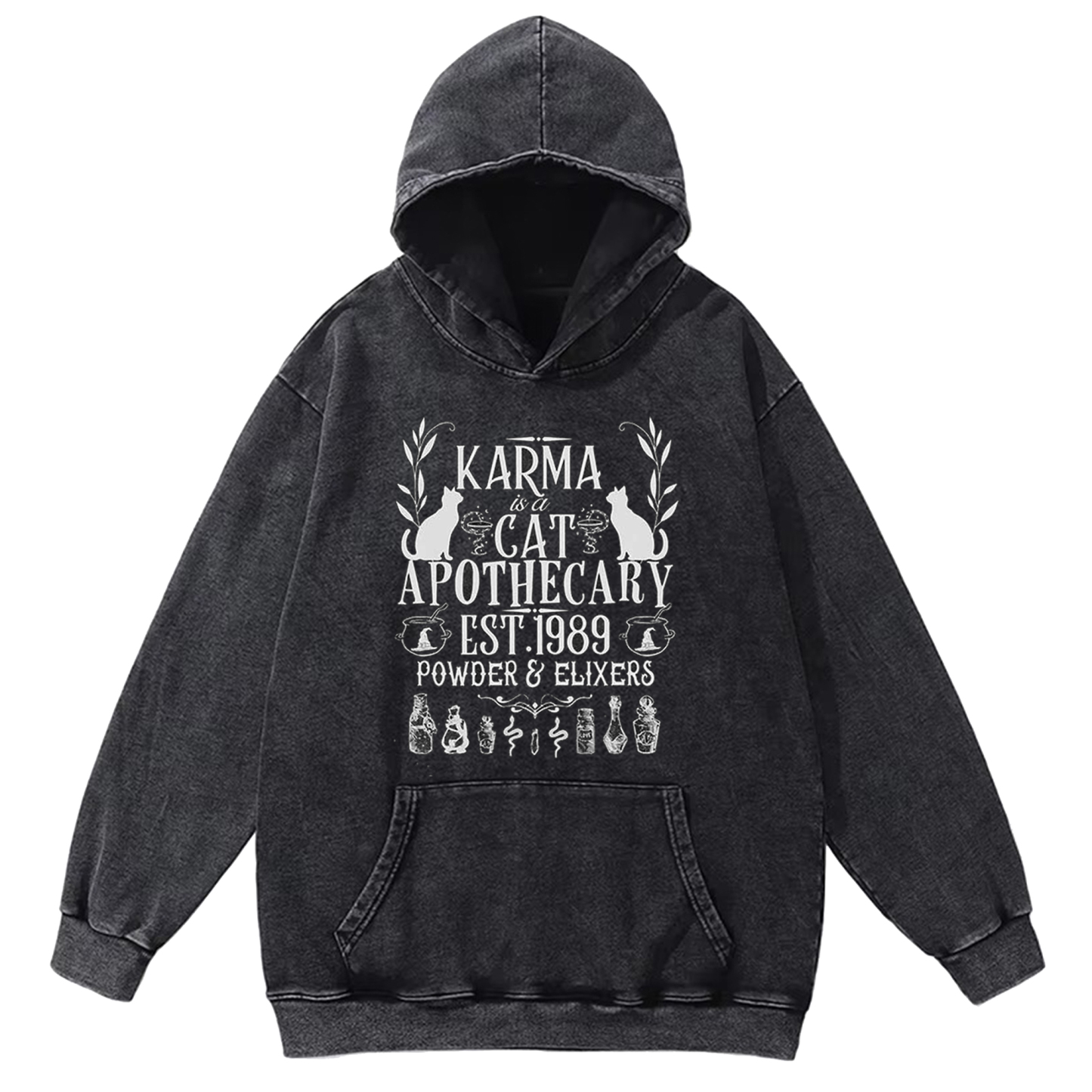 Karma Is A Cat Apothecary Washed Hoodie