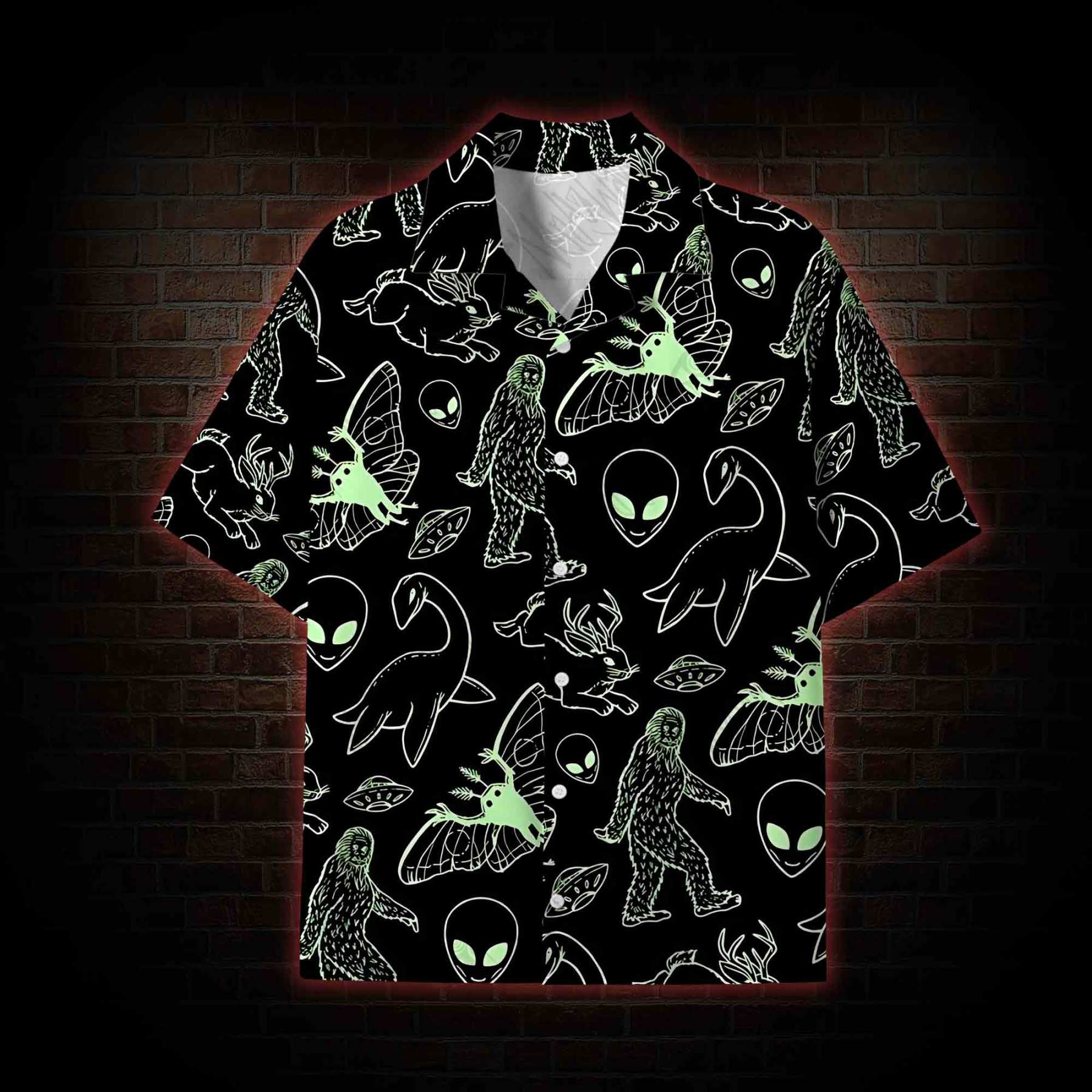 Cryptid Night Lightweight Hawaiian Shirt