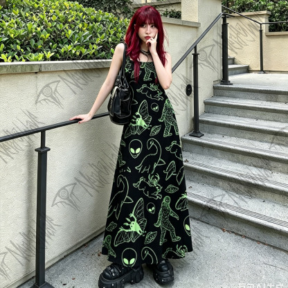 Cryptid Night Wide Straps Maxi Dress
