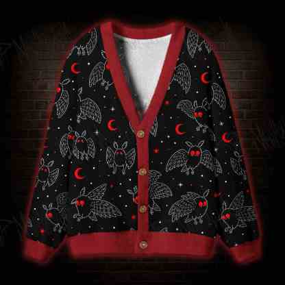 Crimson Moth Night Cardigan Sweater