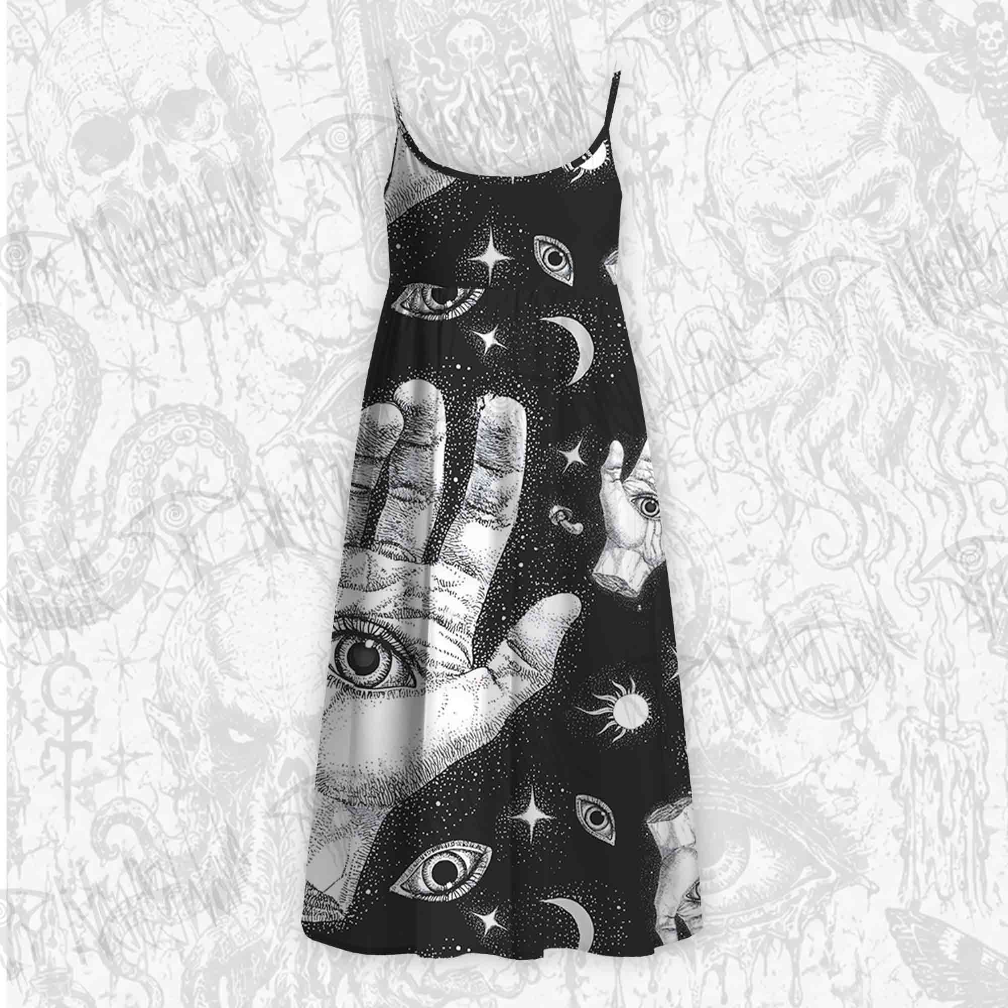 Mysterious Outer Space Strap Midi Sundress