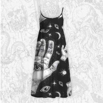 Mysterious Outer Space Strap Midi Sundress
