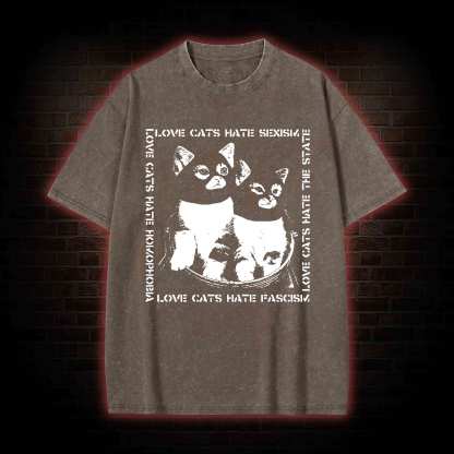 Love Cats Washed T-shirt