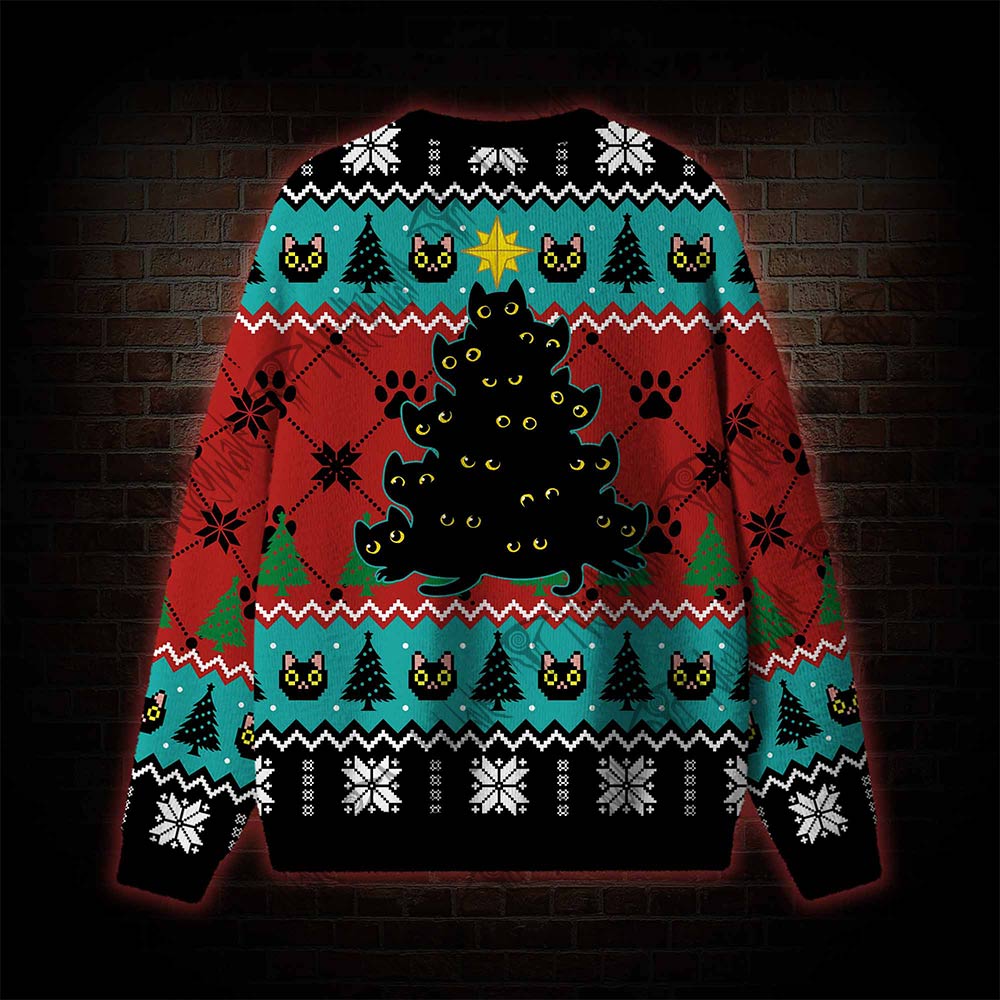 Black Cat Tree Ugly Sweatshirts