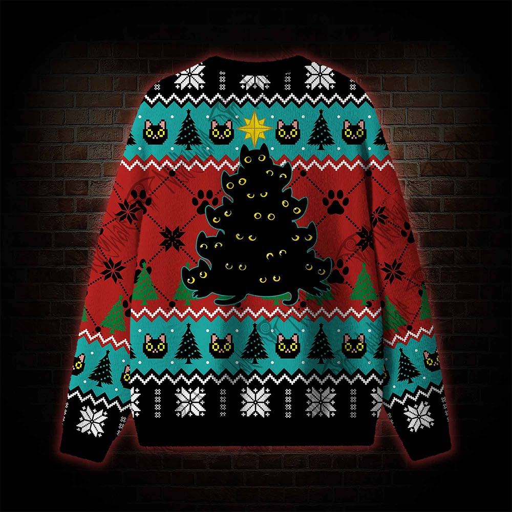 Black Cat Tree Ugly Sweatshirts
