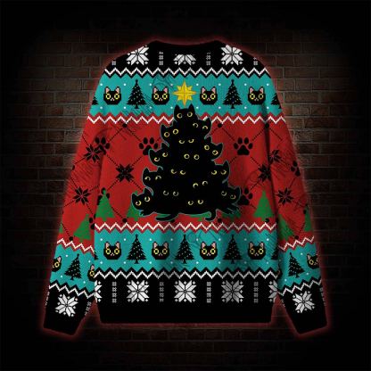 Black Cat Tree Ugly Sweatshirts