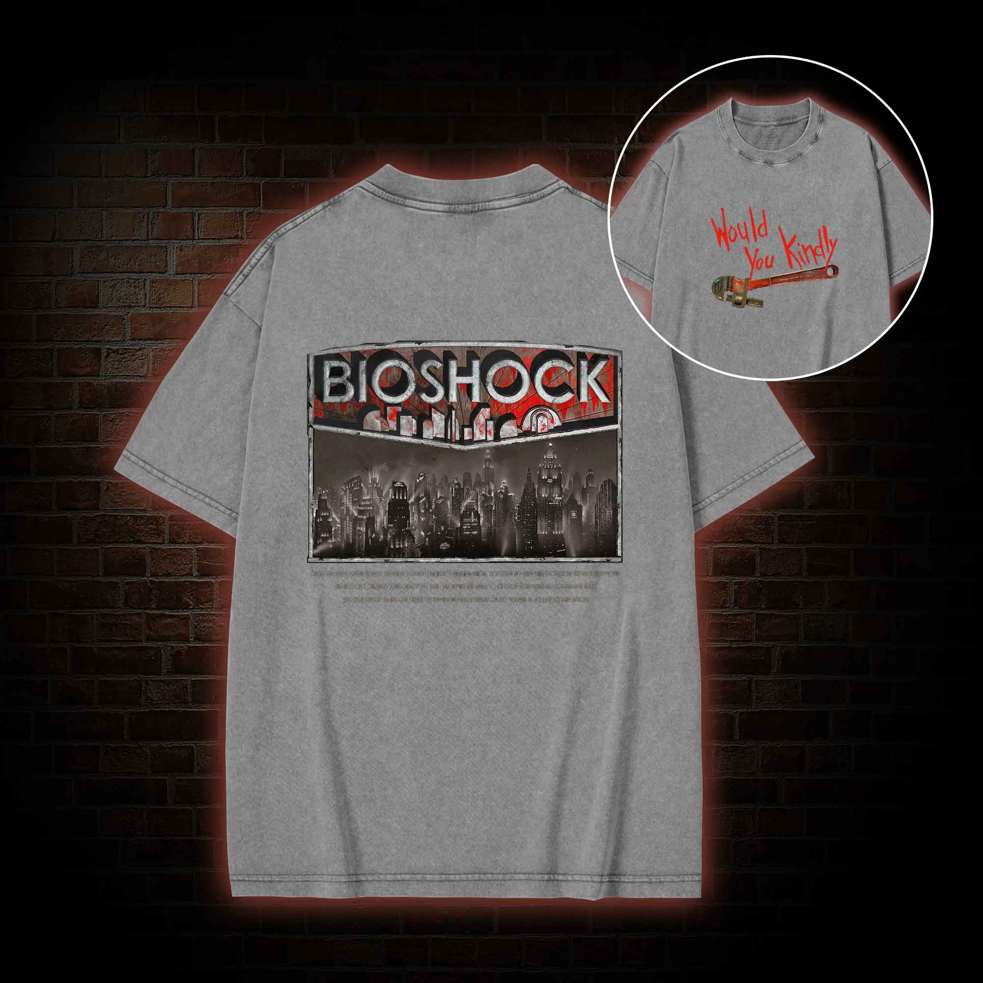 Would You Kindly Back Print Washed T-shirt