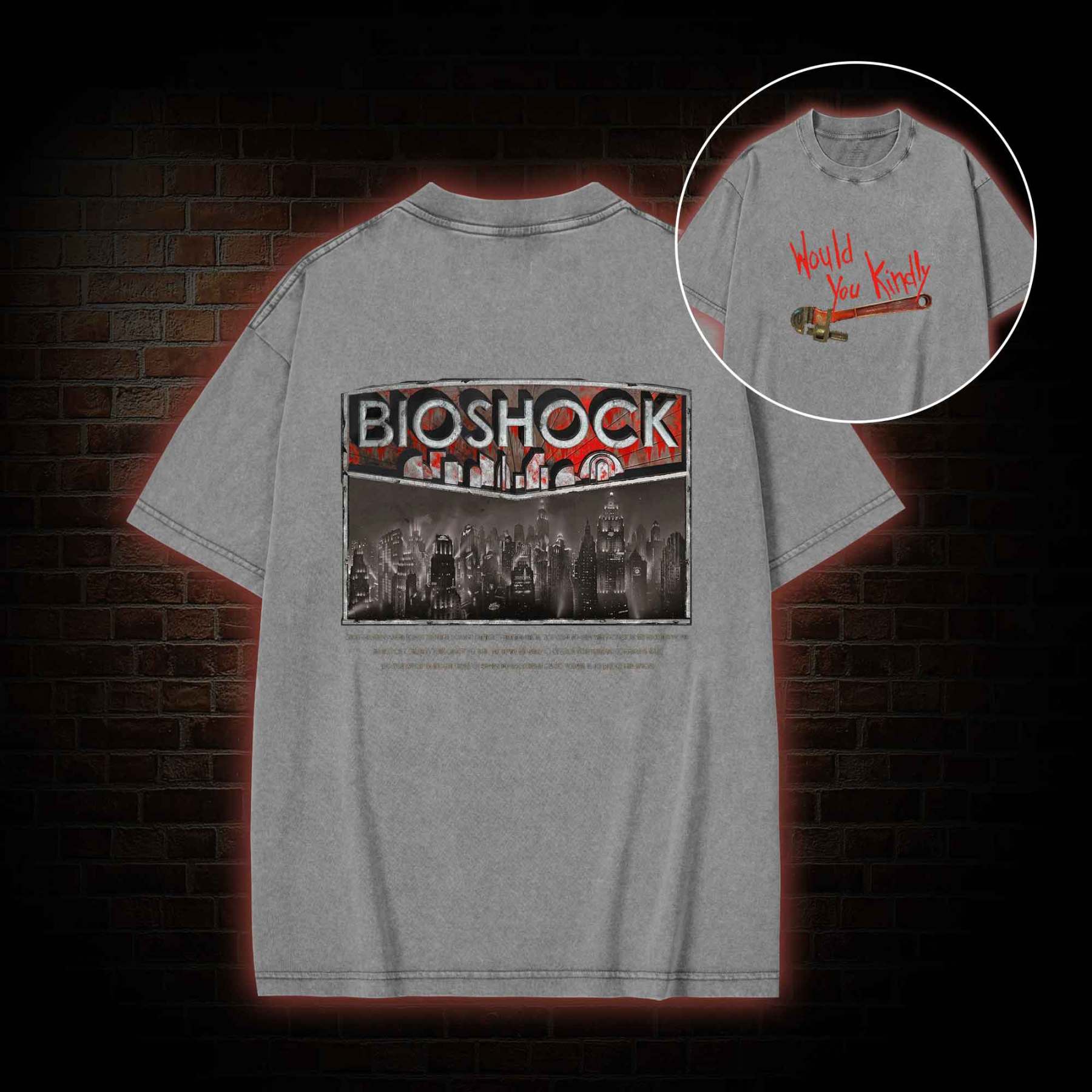 Would You Kindly Back Print Washed T-shirt