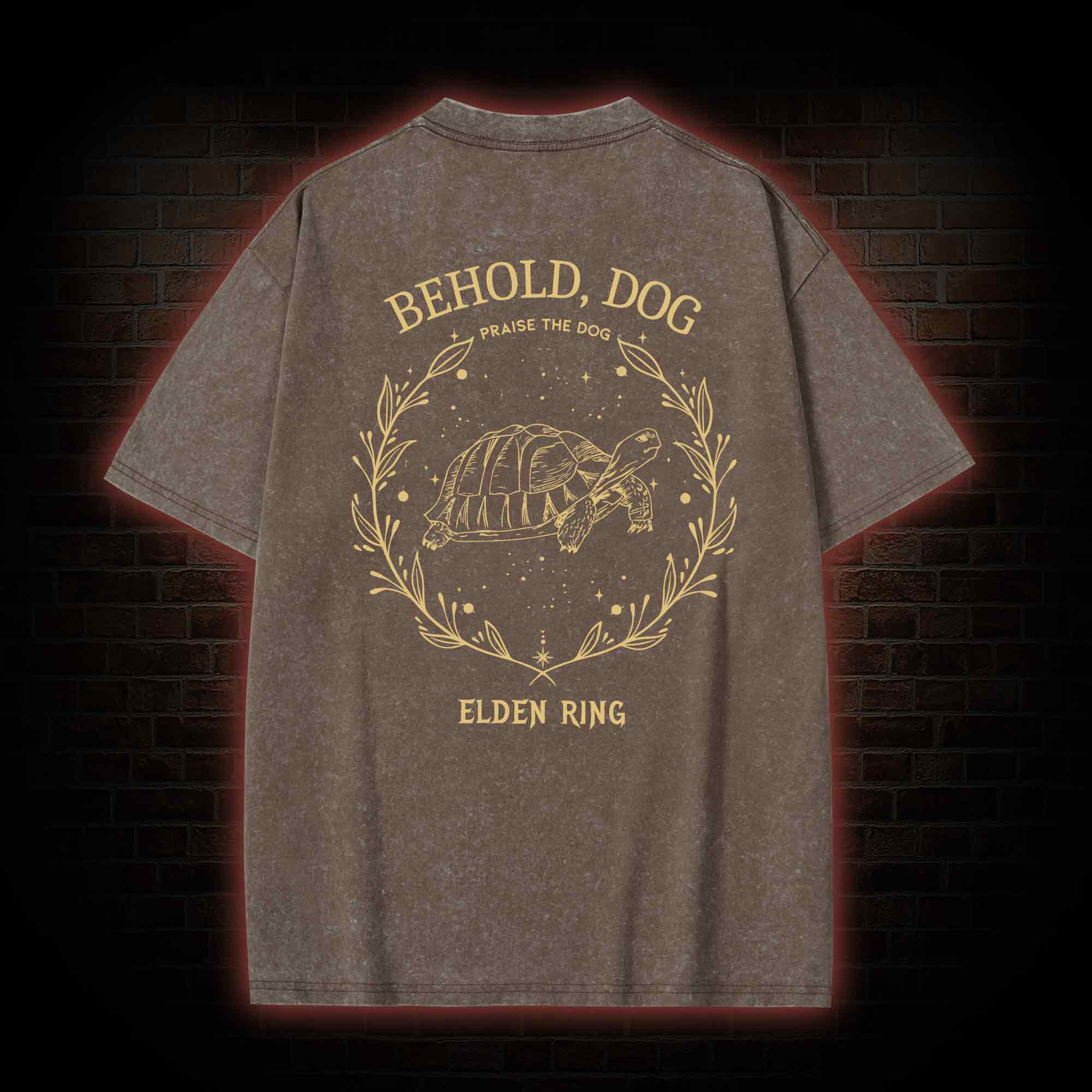 Behold Dog Front Back Washed T-shirt