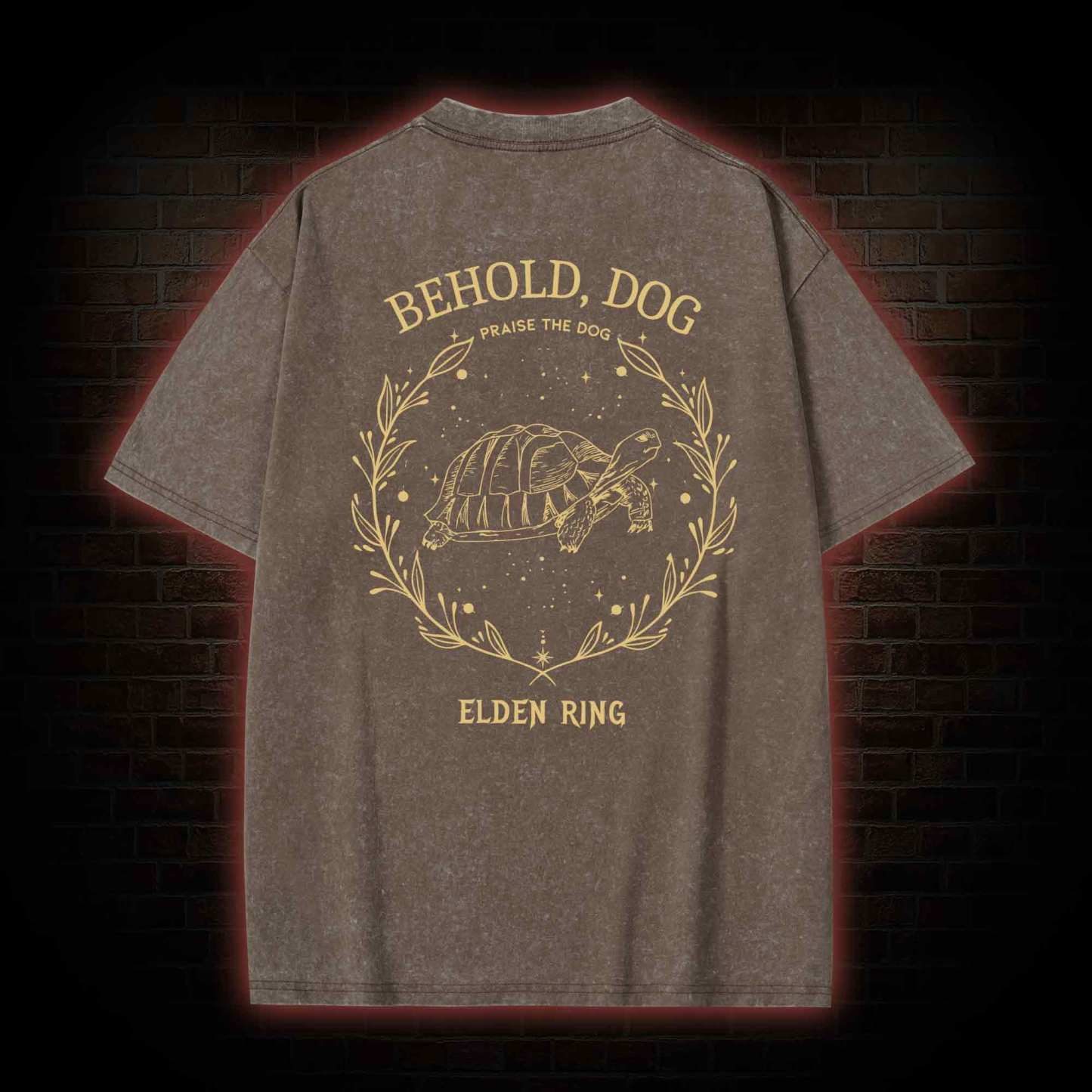 Behold Dog Front Back Washed T-shirt