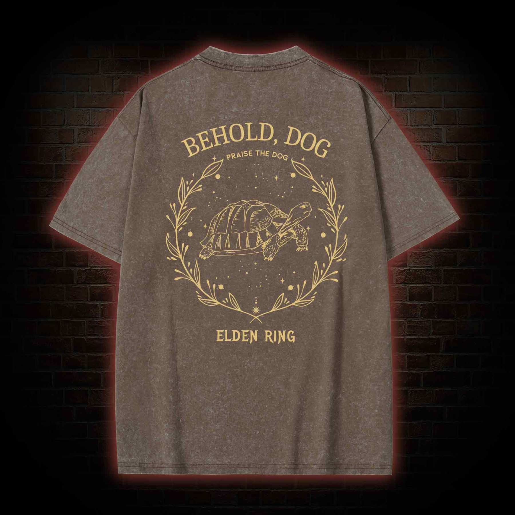 Behold Dog Front Back Washed T-shirt