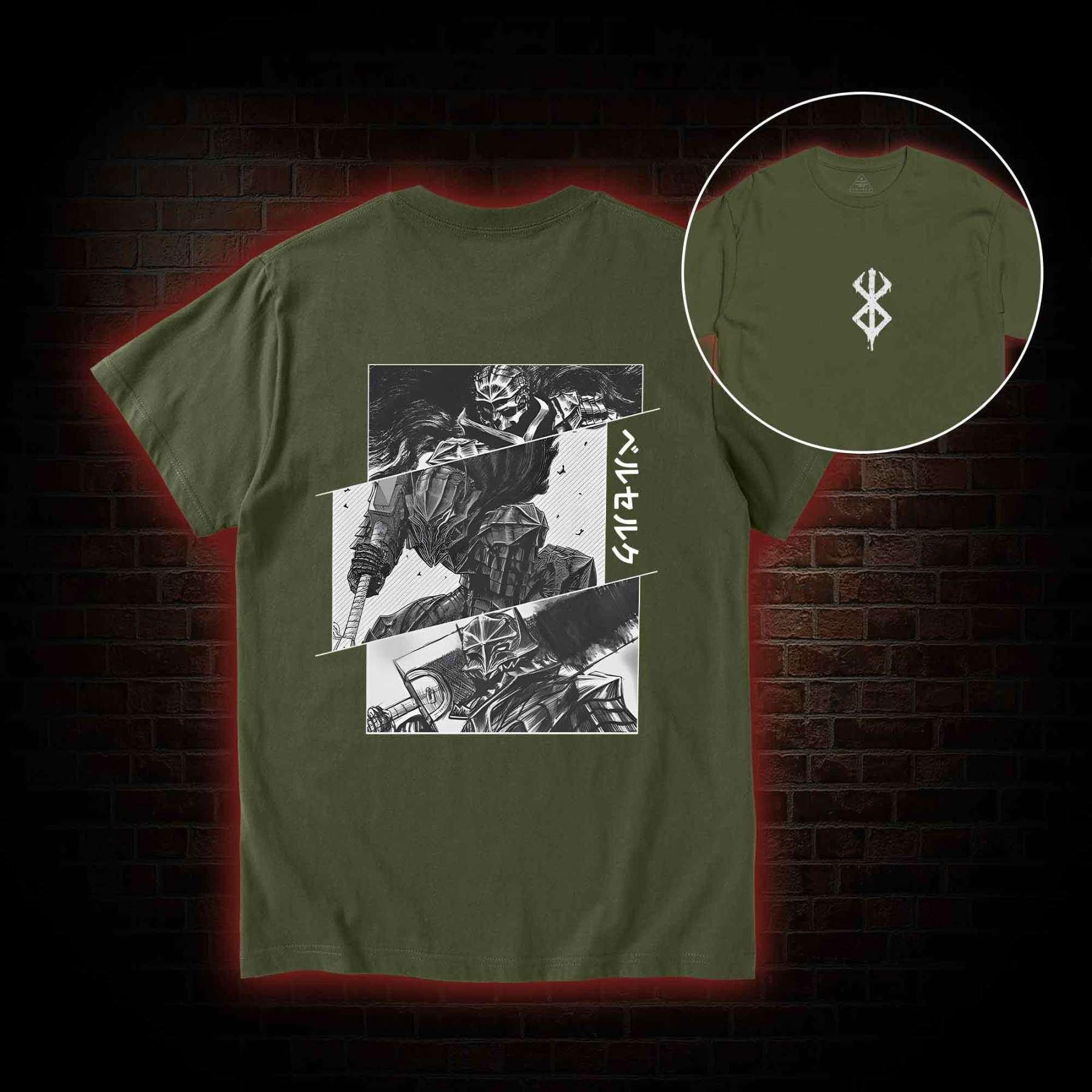 Black Swordsman Back Print T-Shirt