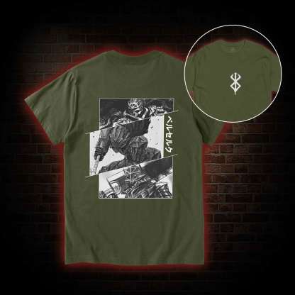 Black Swordsman Back Print T-Shirt