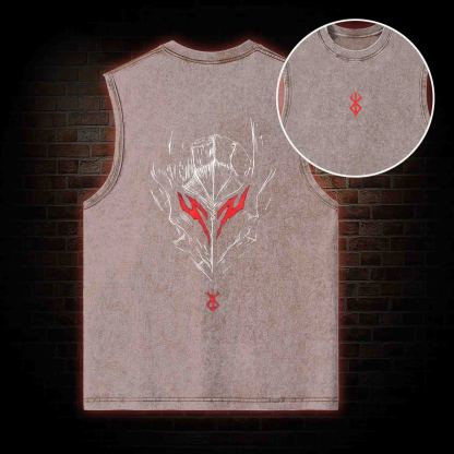 Berserker Mask Back Print Washed Tank Top