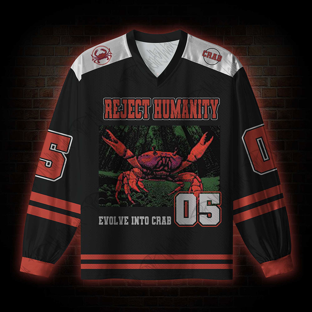 Crab Meme V-Neck Long Sleeve Jersey