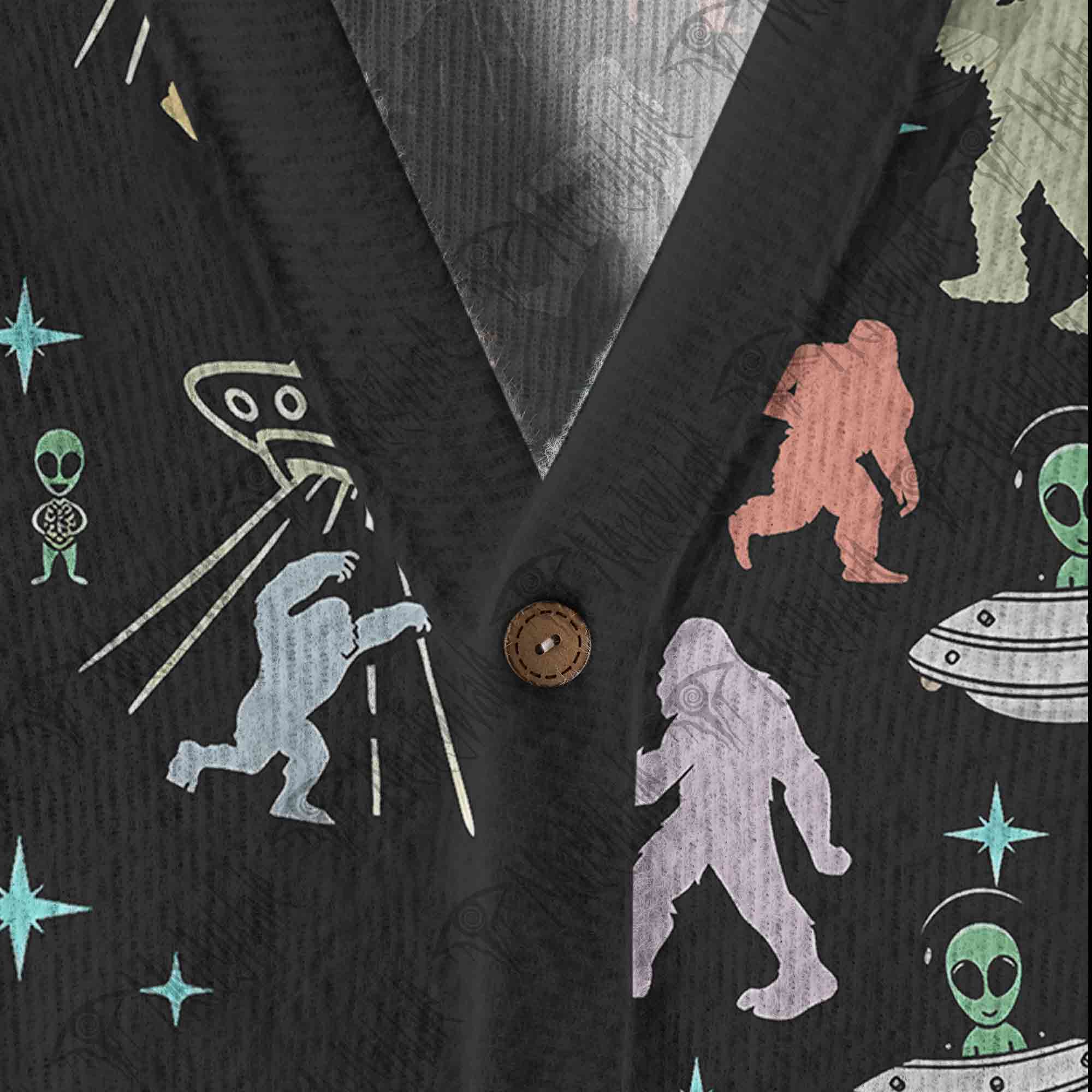 Bigfoot and Alien Party Cardigan Sweater