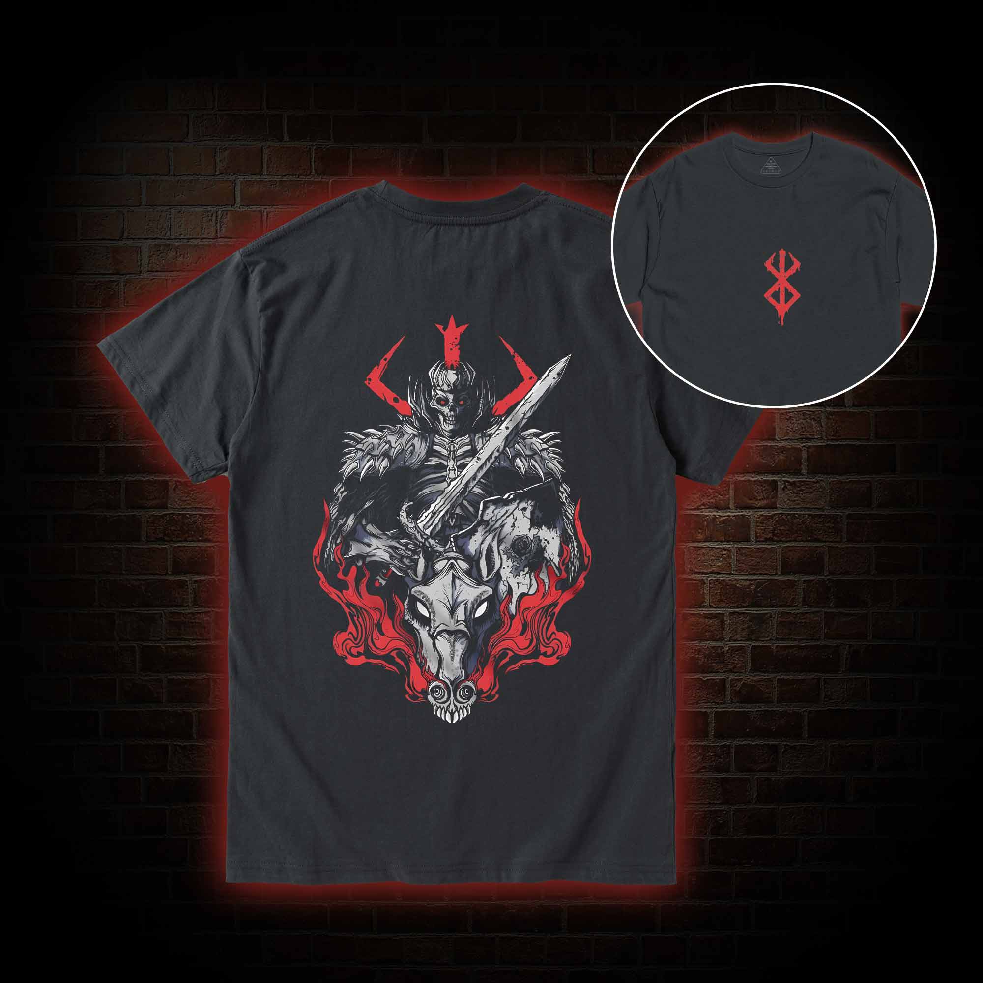 Skull Knight Back Print T-Shirt