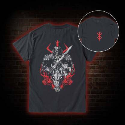 Skull Knight Back Print T-Shirt