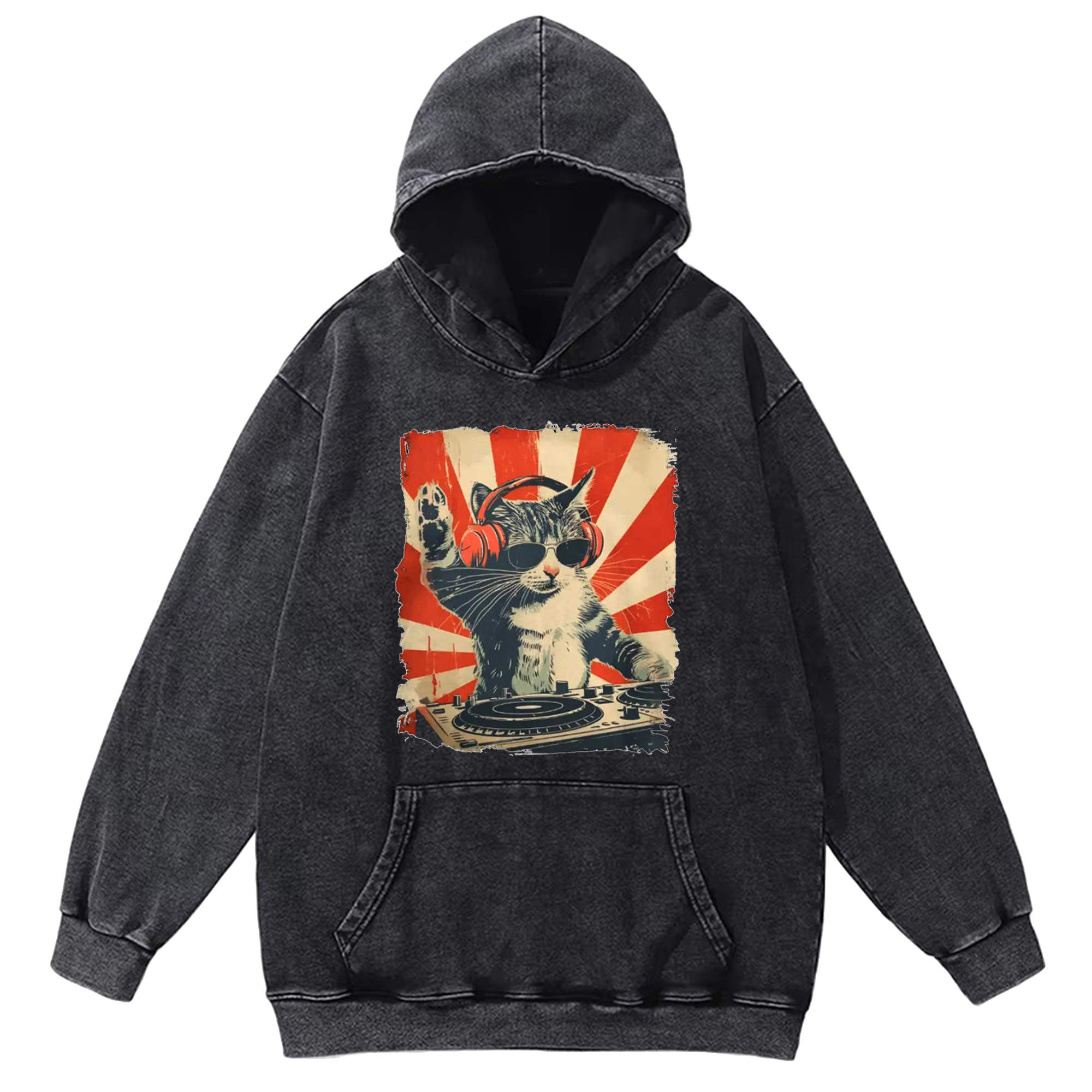 Dj Cat  Washed Hoodie