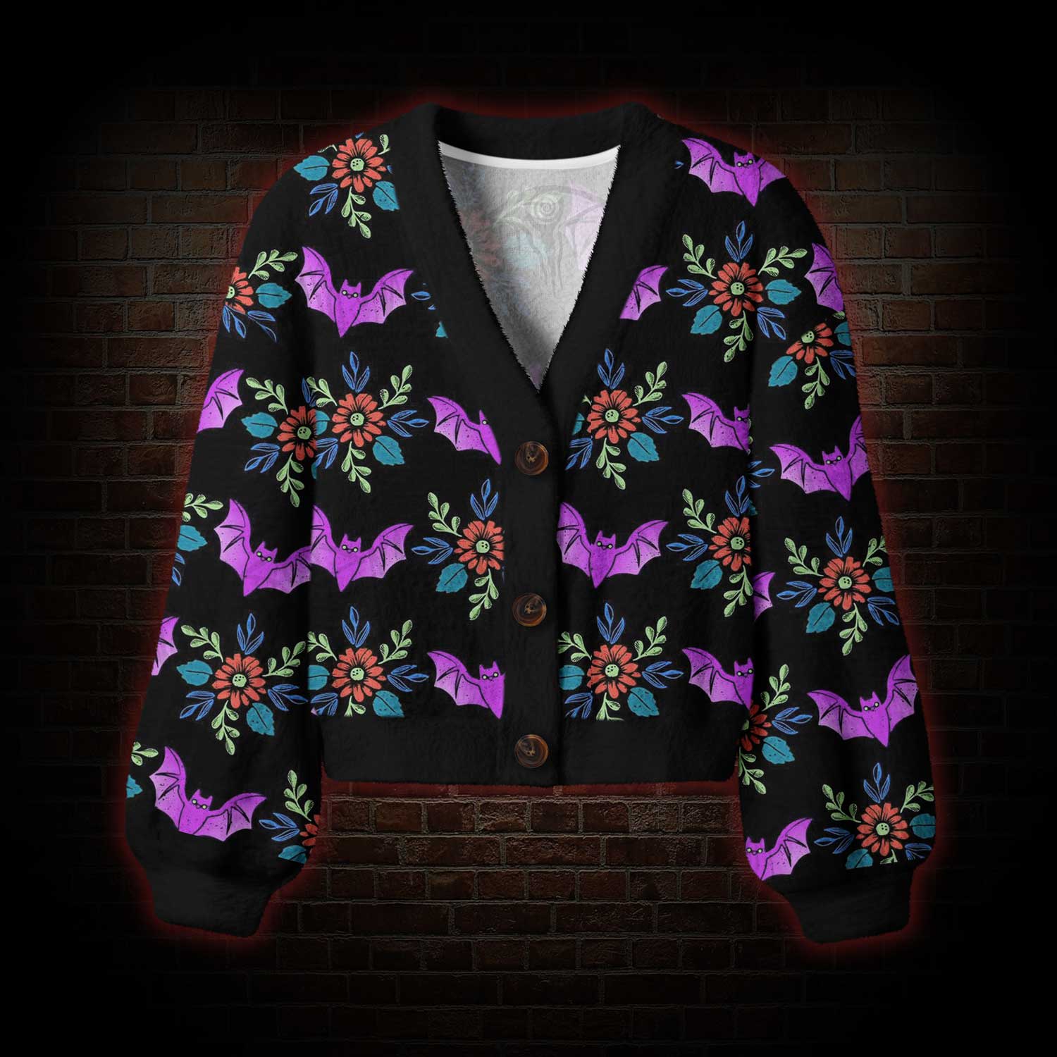 Floral Bat Women's Cardigan Sweater