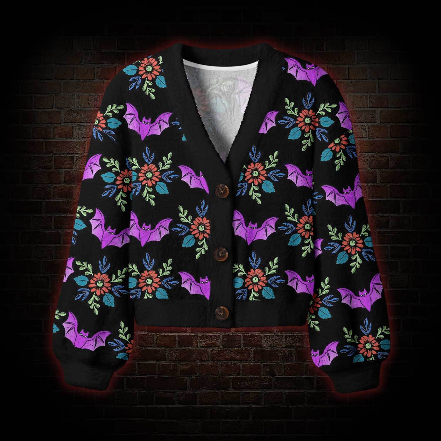 Floral Bat Women's Cardigan Sweater