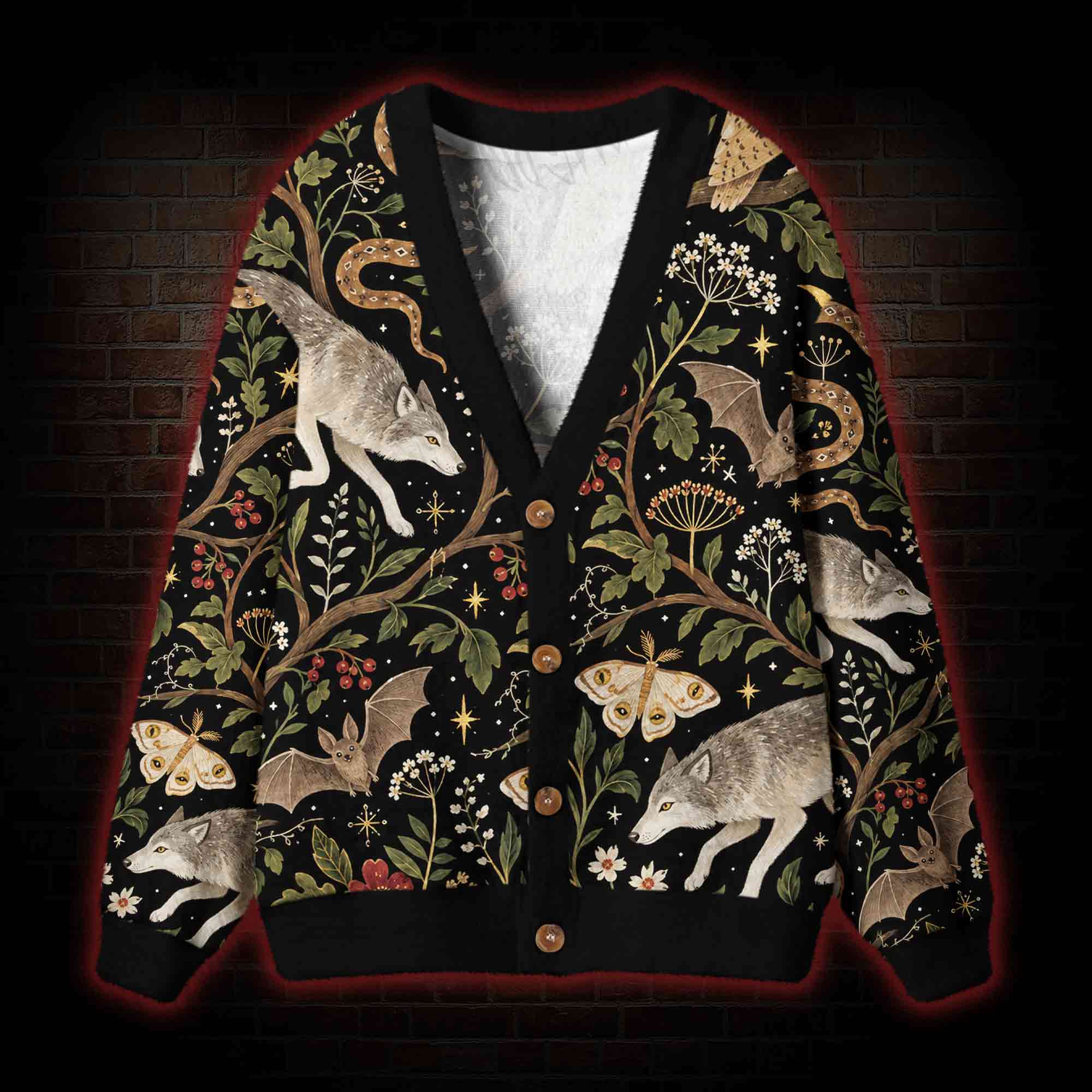 Vintage Botanical Forest Cardigan Sweater