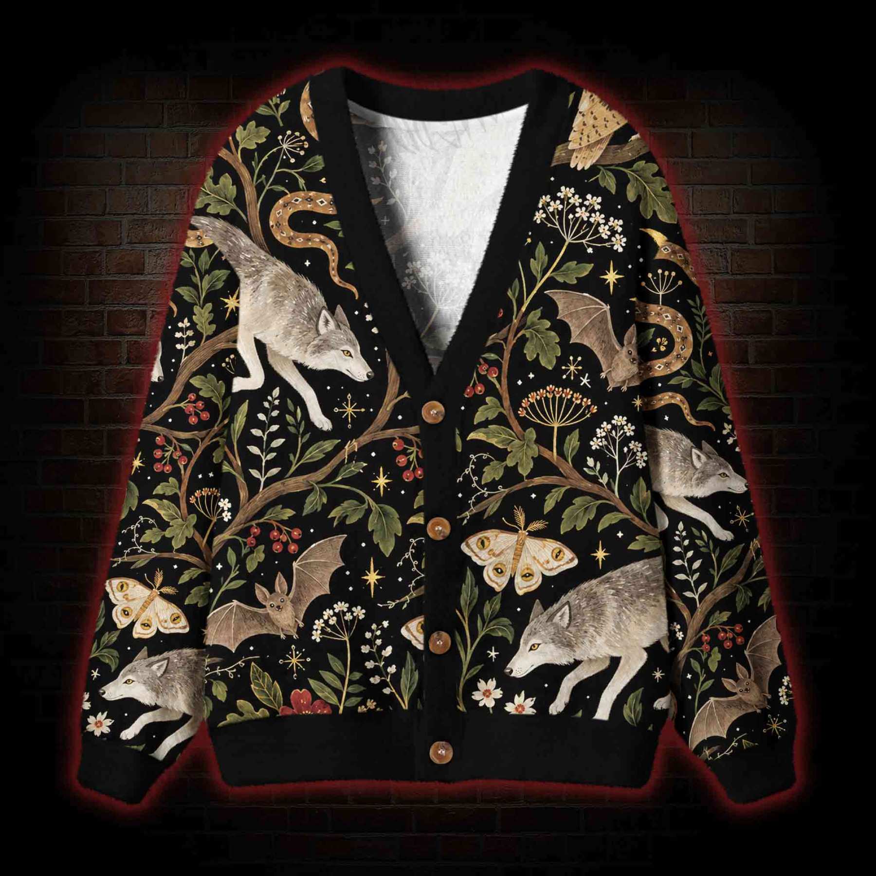 Vintage Botanical Forest Cardigan Sweater