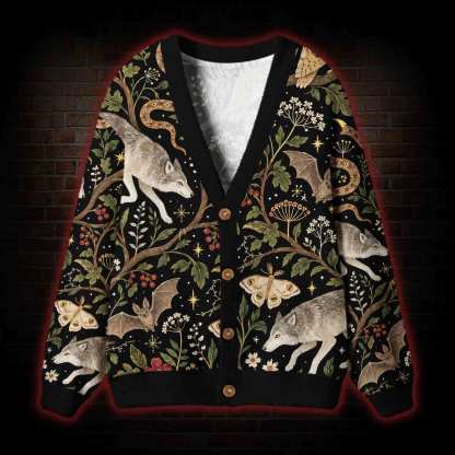 Vintage Botanical Forest Cardigan Sweater