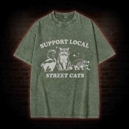Support Local Street Cats Washed T-shirt