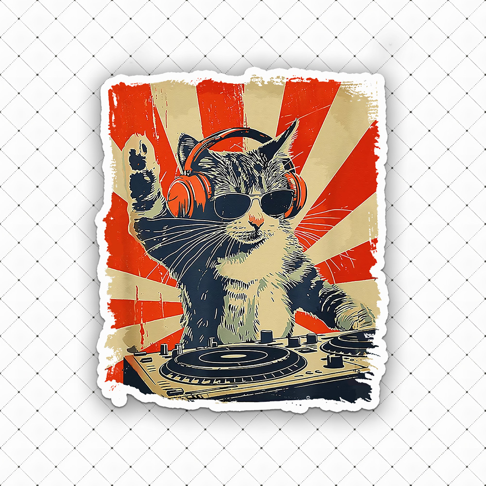 The DJ Cat Sticker