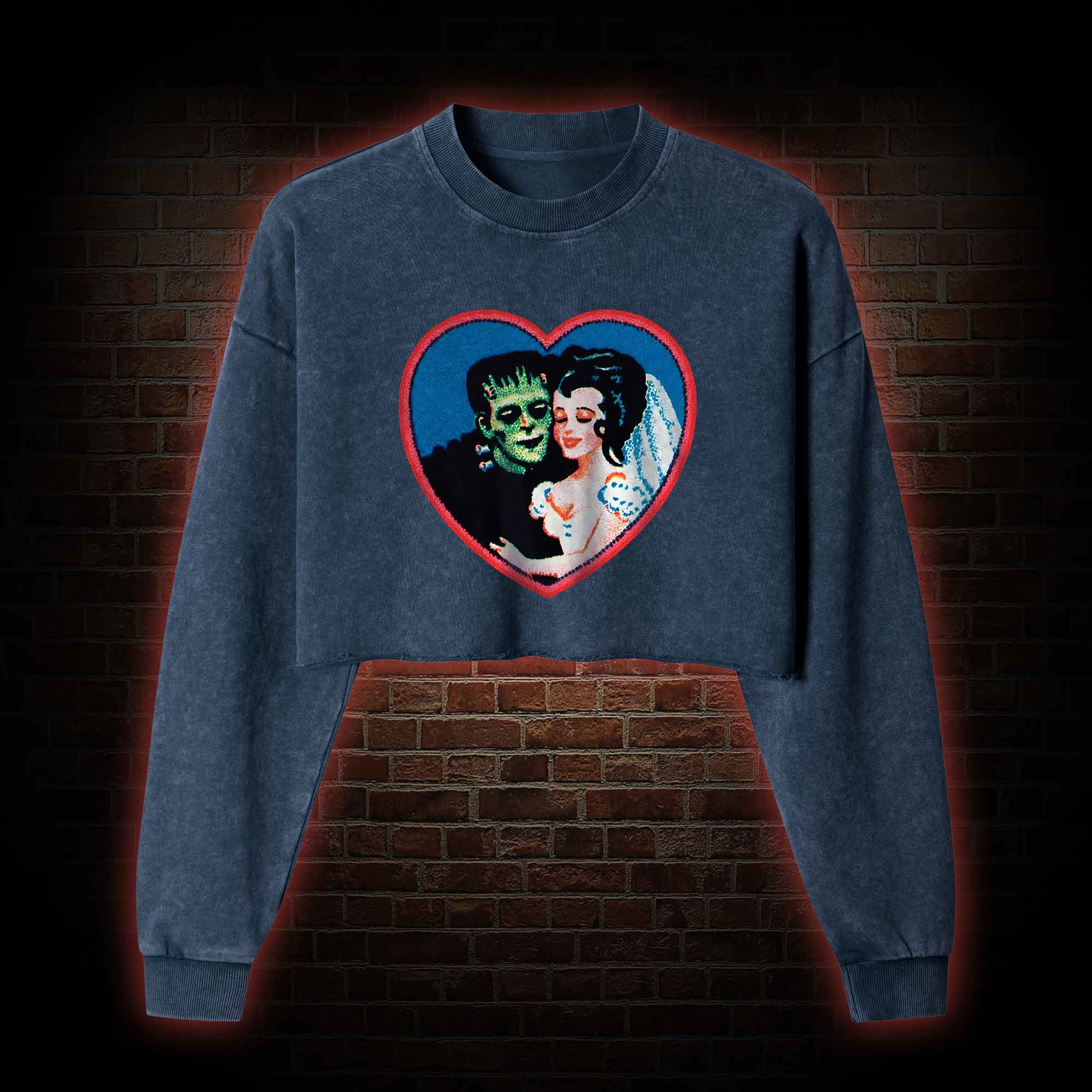 Monster Lover Washed Cropped Sweatshirts