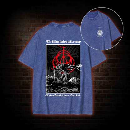 The Fallen Leaves Tell a Story Back Print Washed T-shirt