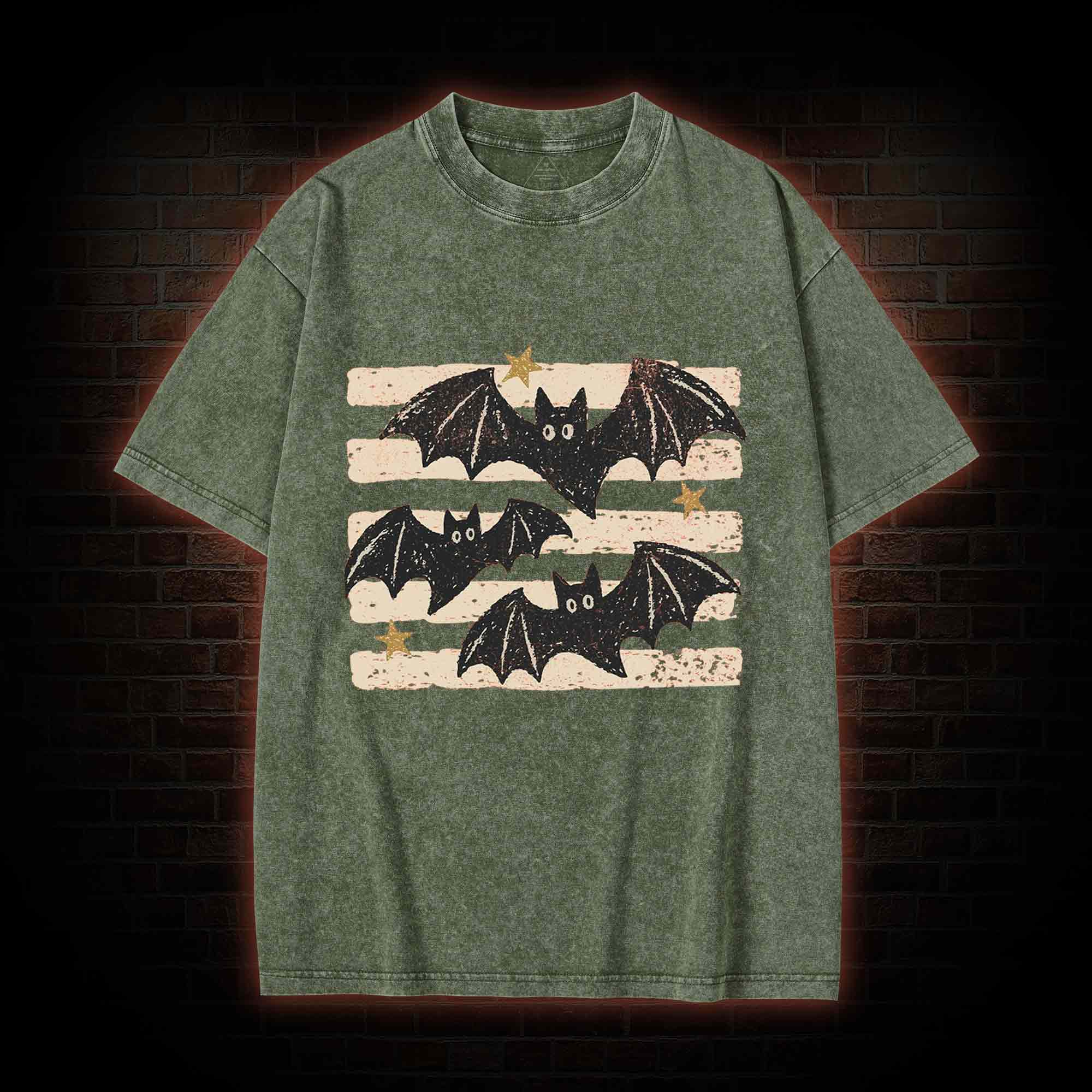 Vintage Bat Halloween Washed T-shirt