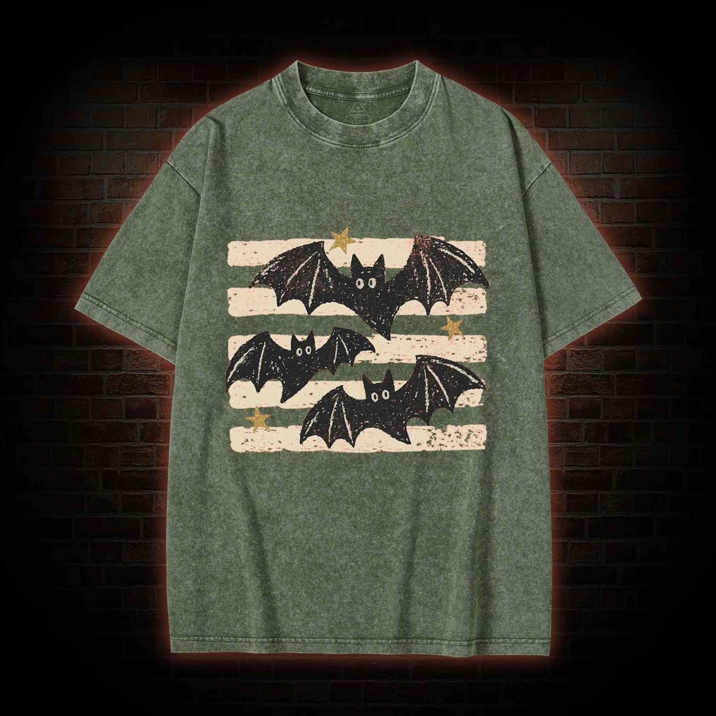 Vintage Bat Halloween Washed T-shirt