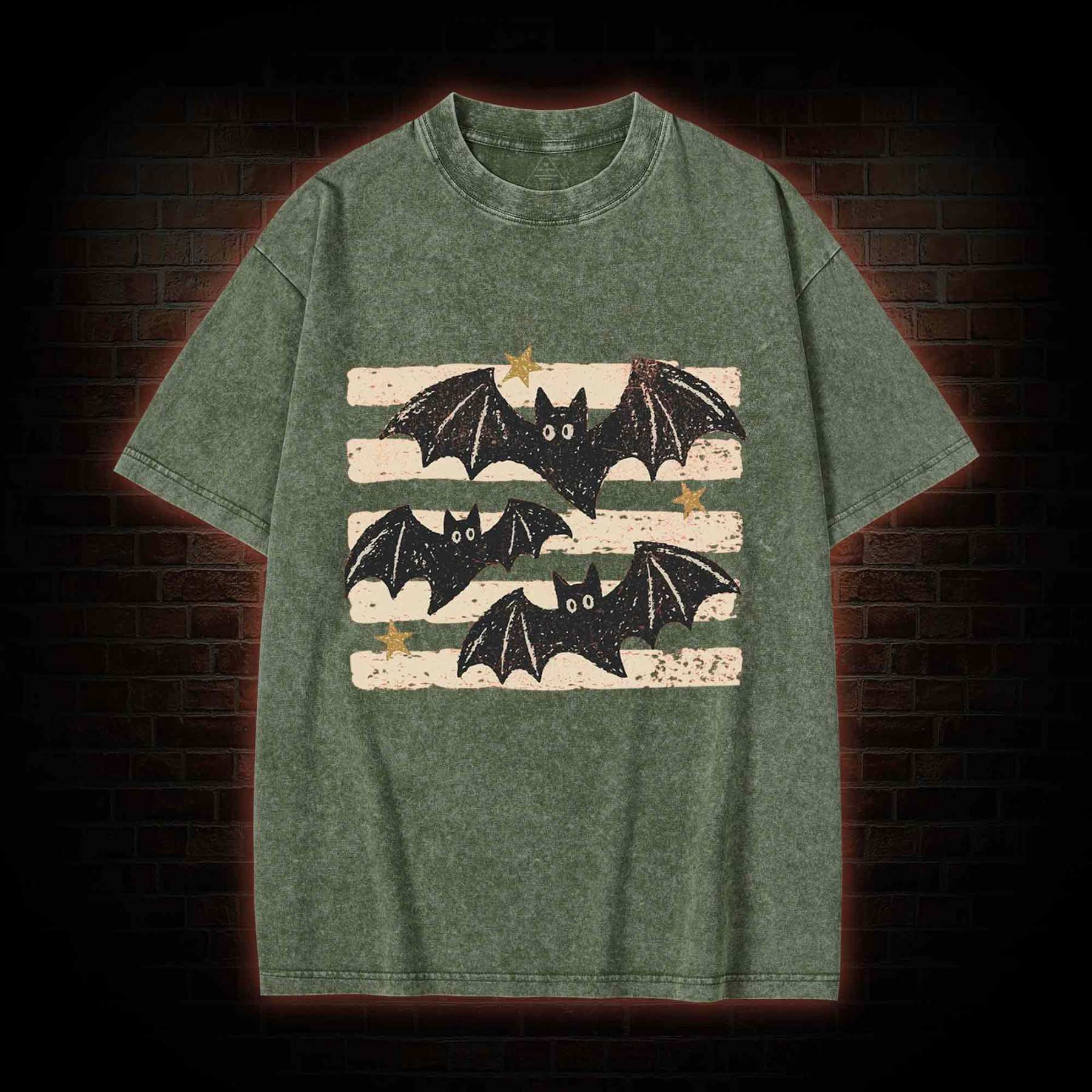 Vintage Bat Halloween Washed T-shirt