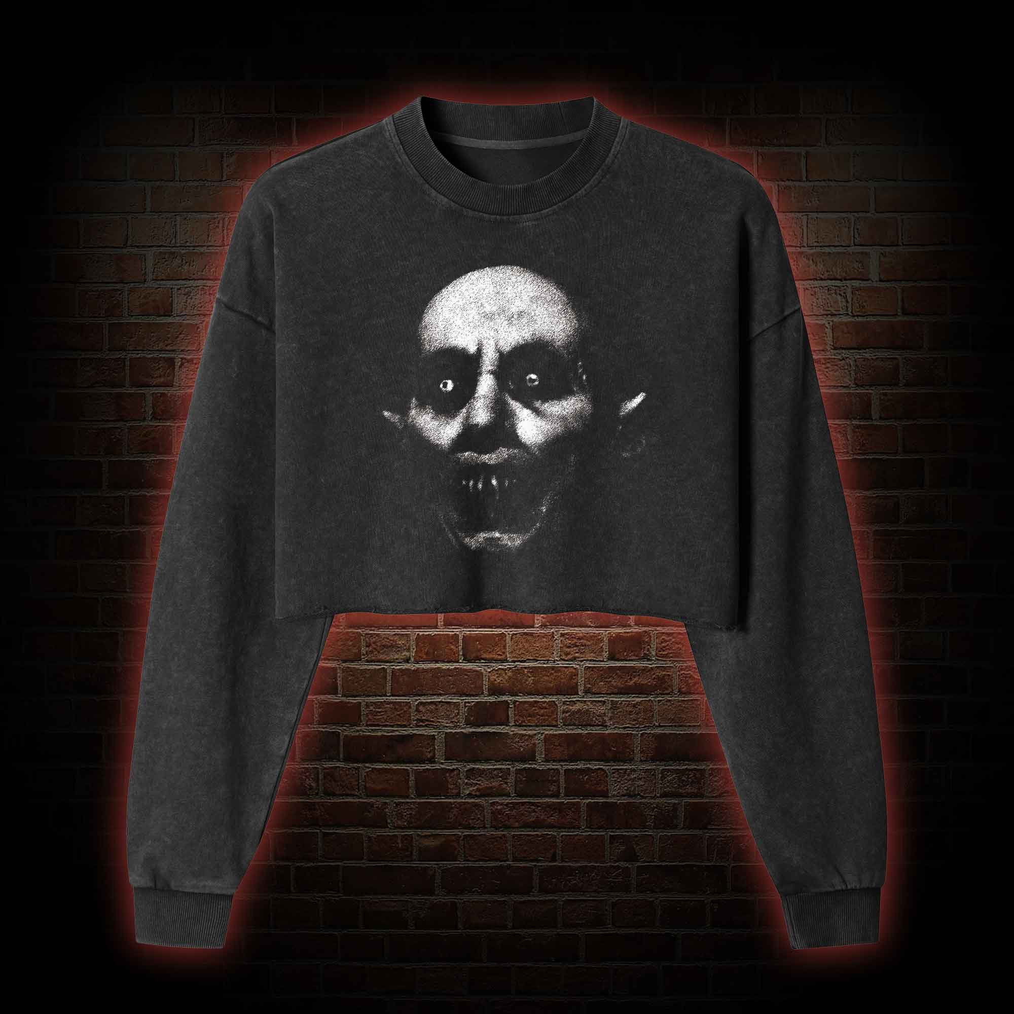 He Came from the Night of Death Washed Cropped Sweatshirts