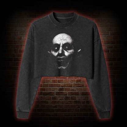 He Came from the Night of Death Washed Cropped Sweatshirts