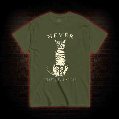 Never Trust A Smiling Cat T-shirt