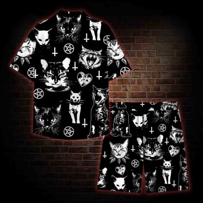  Angry Cat Punk Lightweight Hawaiian Shirt