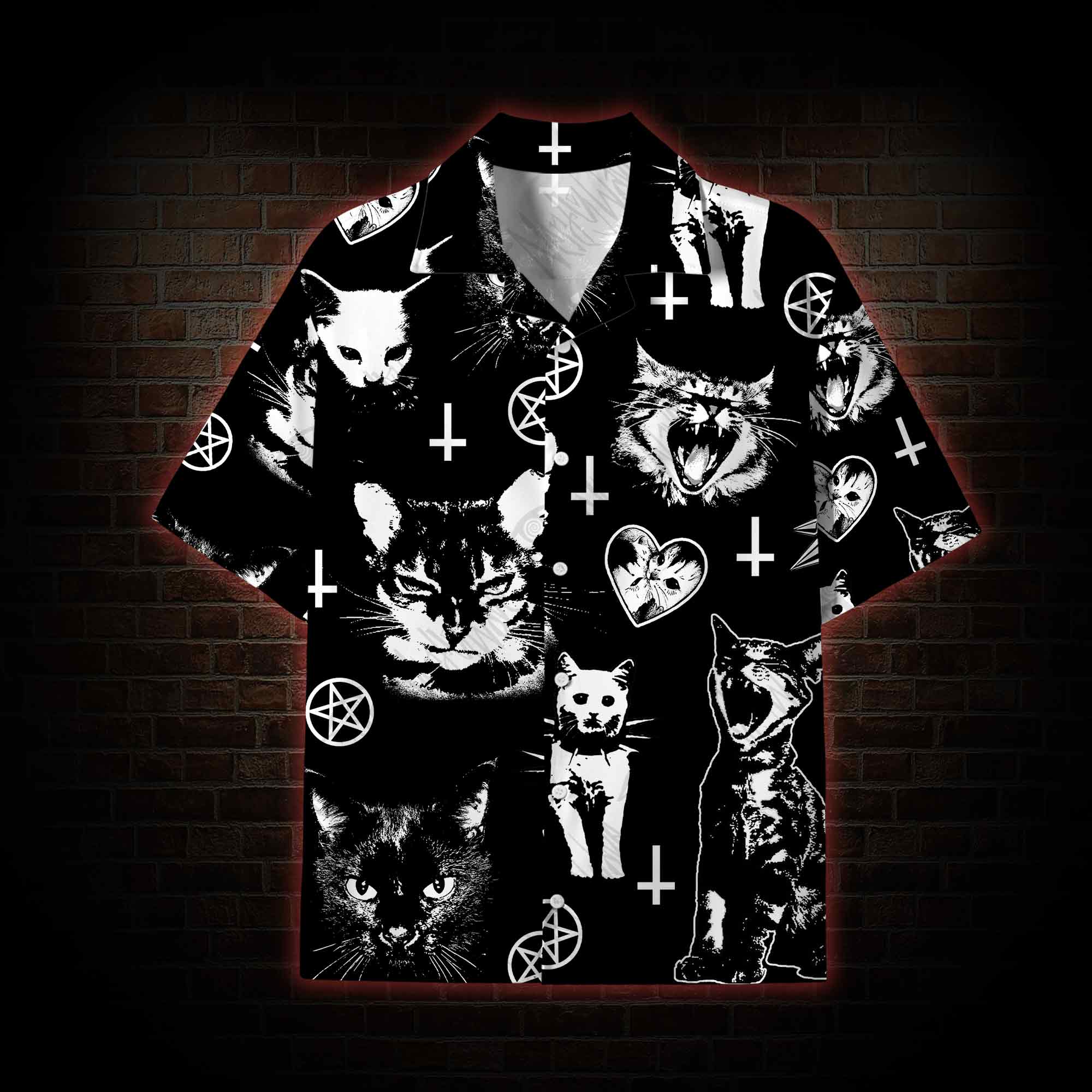  Angry Cat Punk Lightweight Hawaiian Shirt