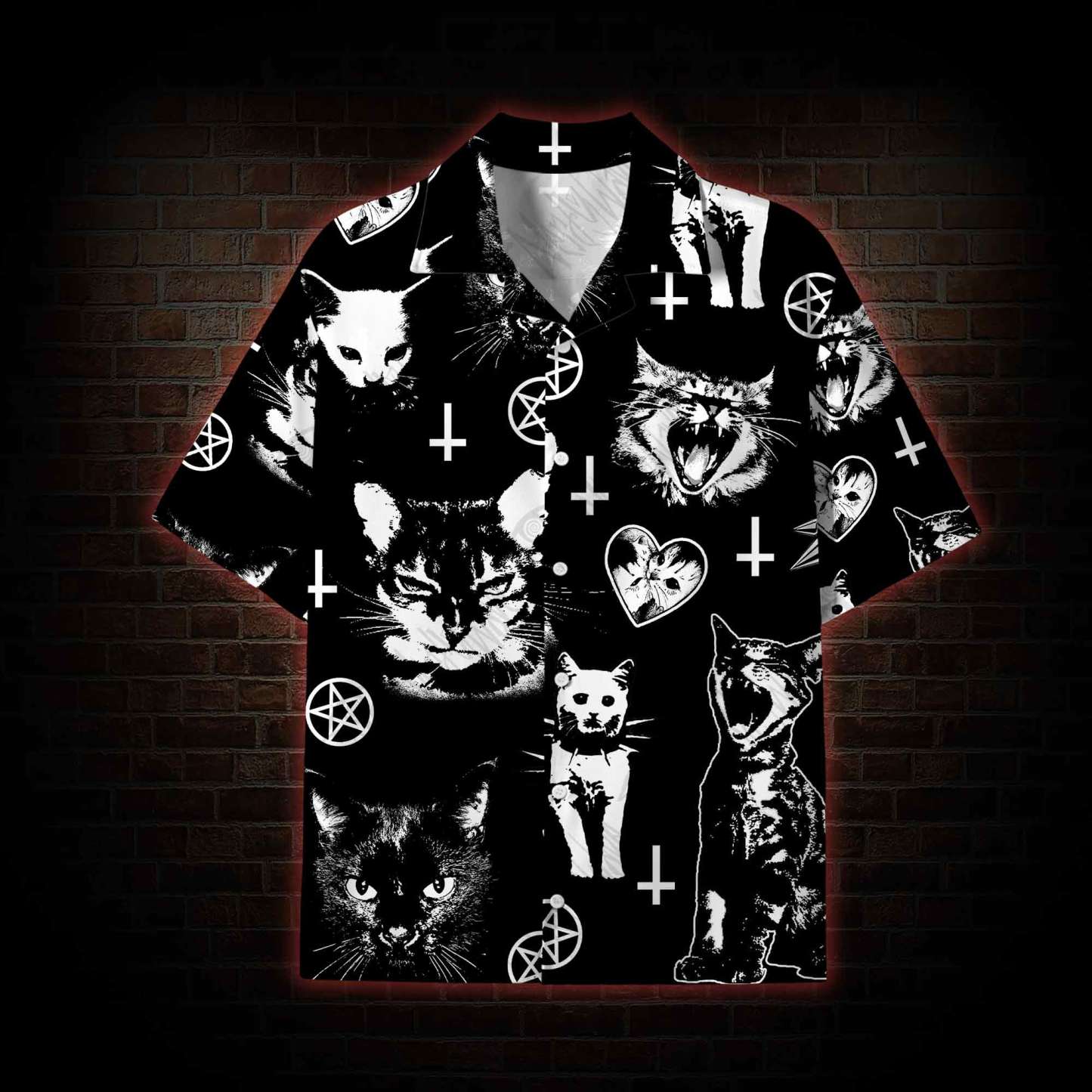  Angry Cat Punk Lightweight Hawaiian Shirt