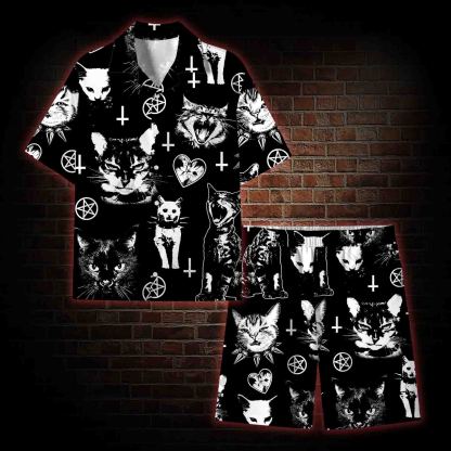  Angry Cat Punk Lightweight Hawaiian Shirt