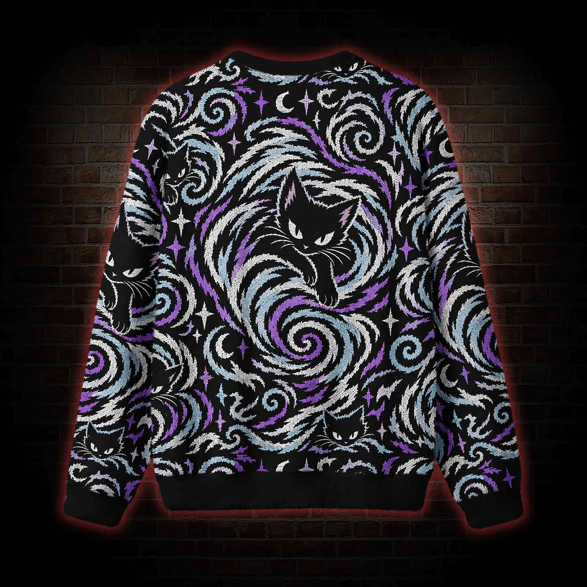 Cosmic Cat Swirl Ugly Sweatshirts