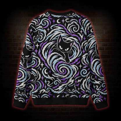 Cosmic Cat Swirl Ugly Sweatshirts
