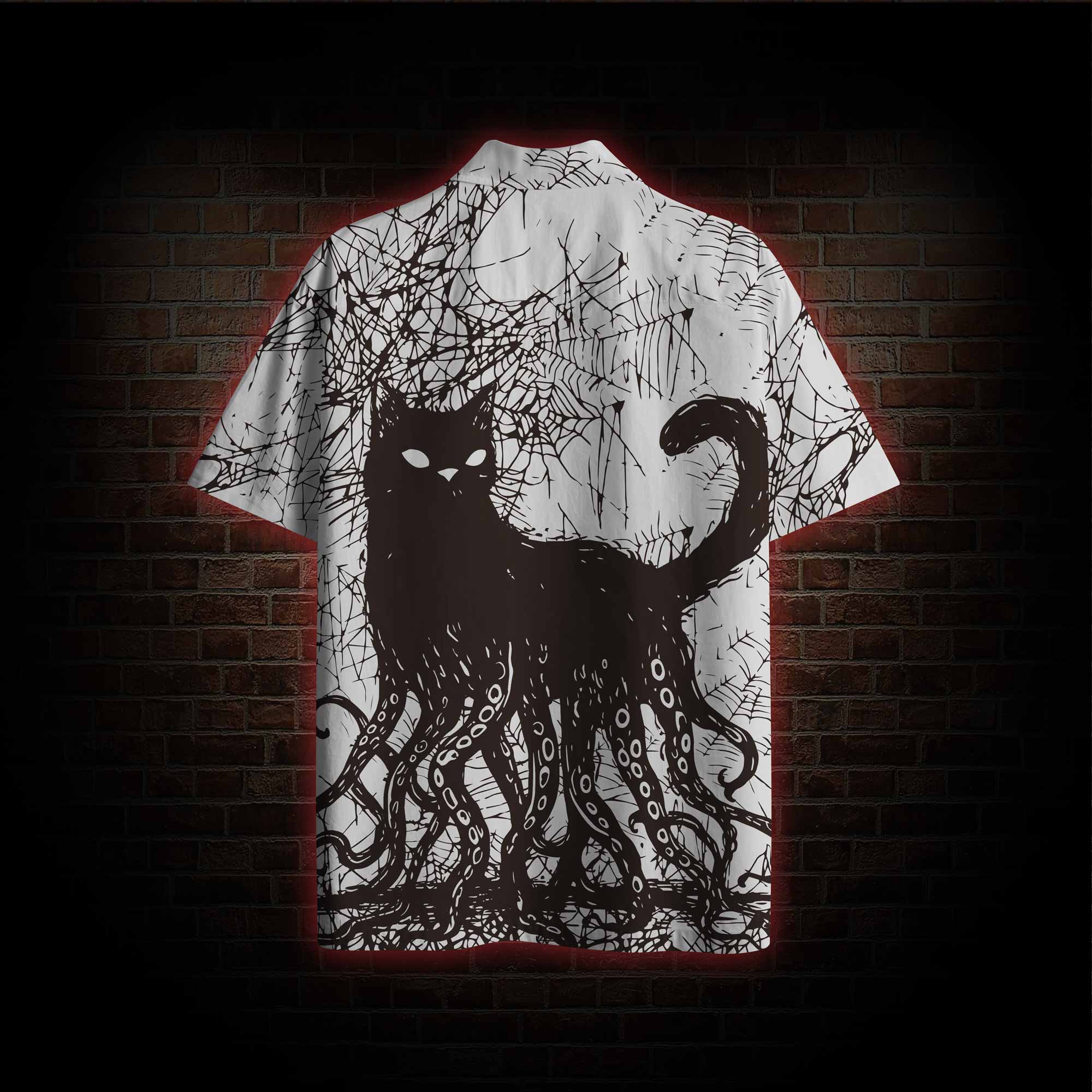 Octopus And Black Cat Hawaiian Shirt