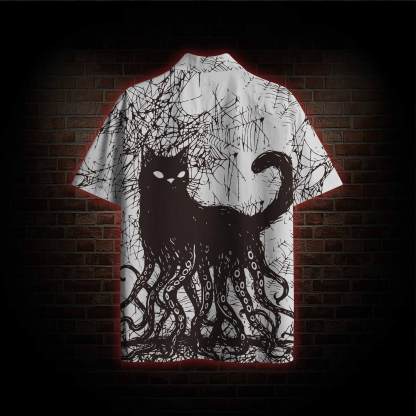 Octopus And Black Cat Hawaiian Shirt