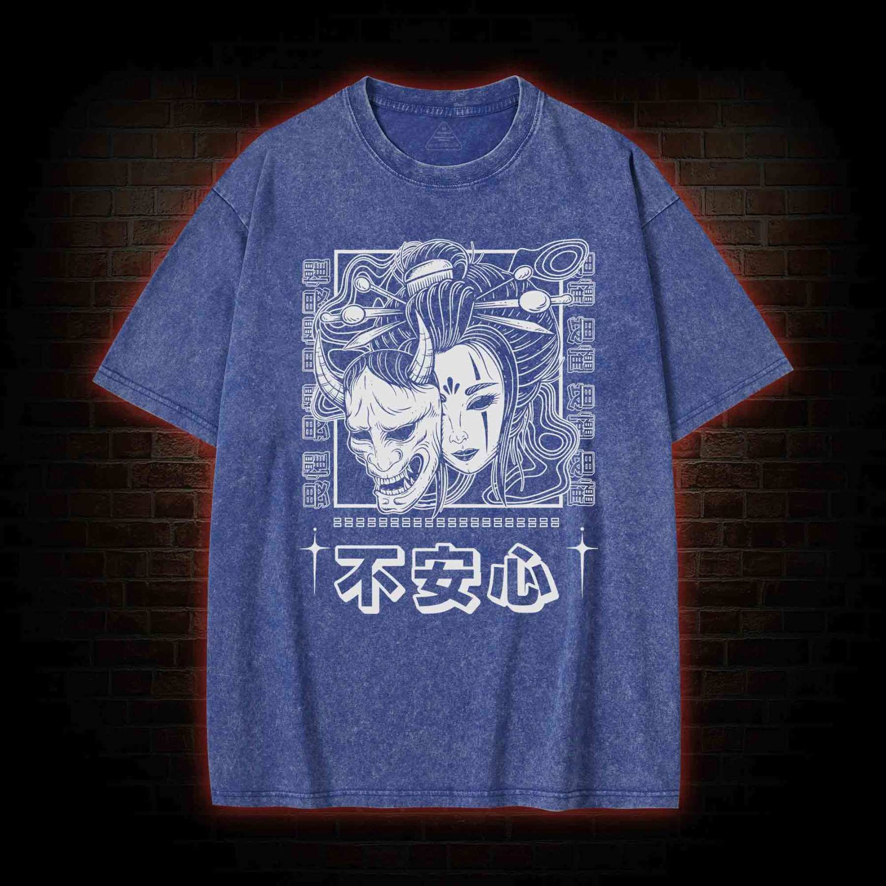 Geisha Woman Mask Washed T-shirt