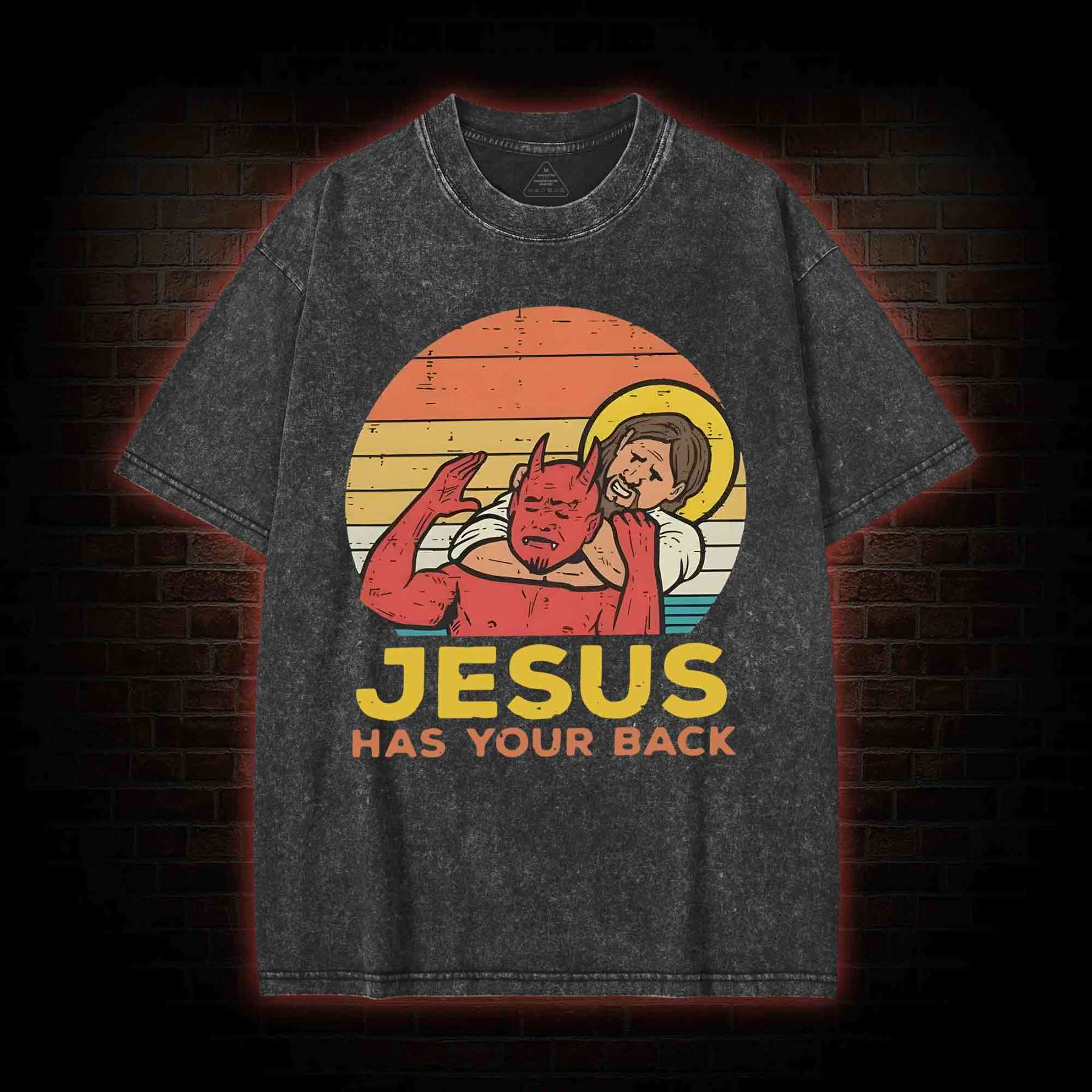 Jesus Has Your Back Washed T-shirt