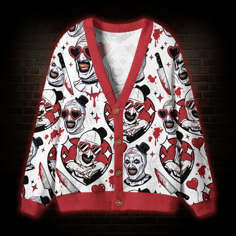 Killer Clown Hearts Cardigan Sweater